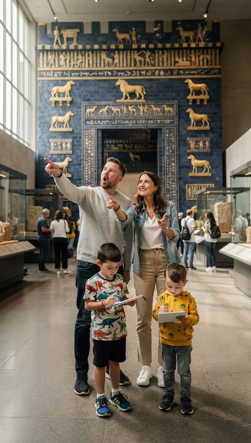 Besucher genießen eine interaktive Ausstellung in einem modernen Kunstmuseum.